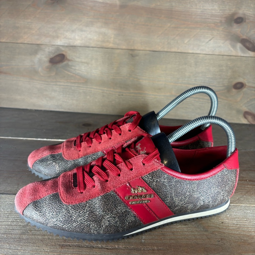 coach signature logo womens size 6 shoes brown red comfort causal sneakers
